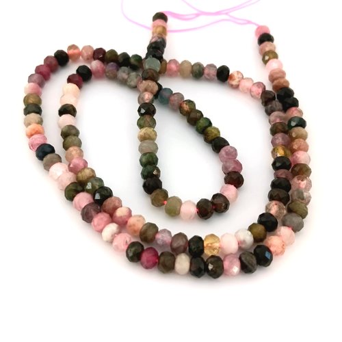 Perles rondelles facettées tourmaline naturelle 4x3mm pp1-75