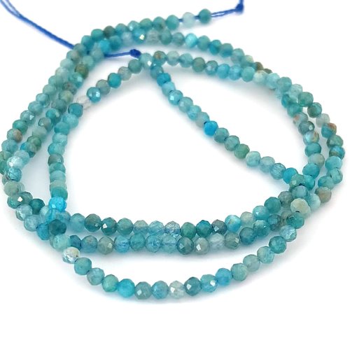 Perles rondes facettées apatite naturelle 2mm pp1-74