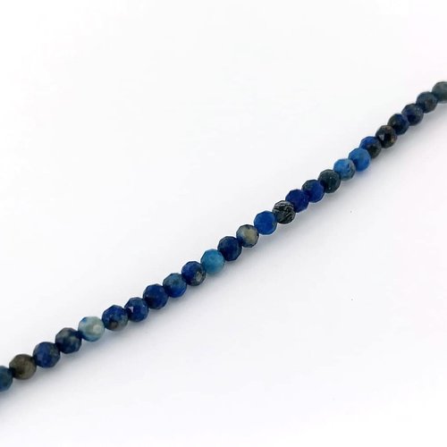 Perles rondes facettées lapis lazuli naturel 2mm pp1-73