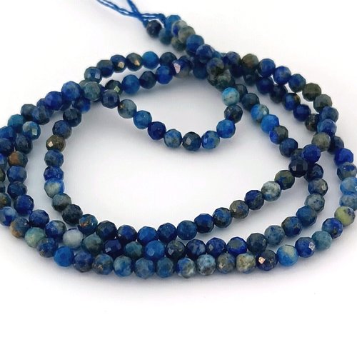 Perles rondes facettées lapis lazuli naturel 2mm pp1-73
