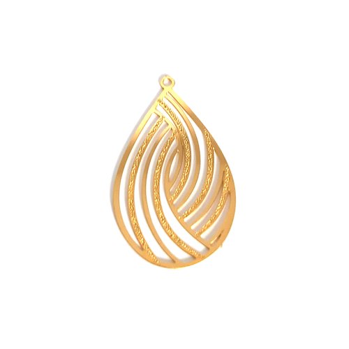 Estampe filigrane goutte dorée 32x18mm acier inox gedo-11