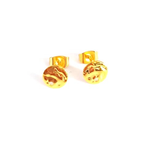 Clous d'oreilles ronds dorés en acier inoxydable 8mm sbopu-25