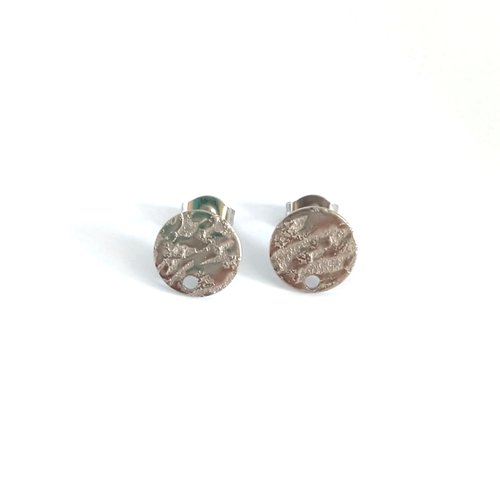 Clous d'oreilles argentés en acier inoxydable 10mm sbopu-102