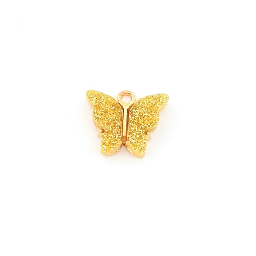 Breloque papillon jaune 14x16mm ja9-10