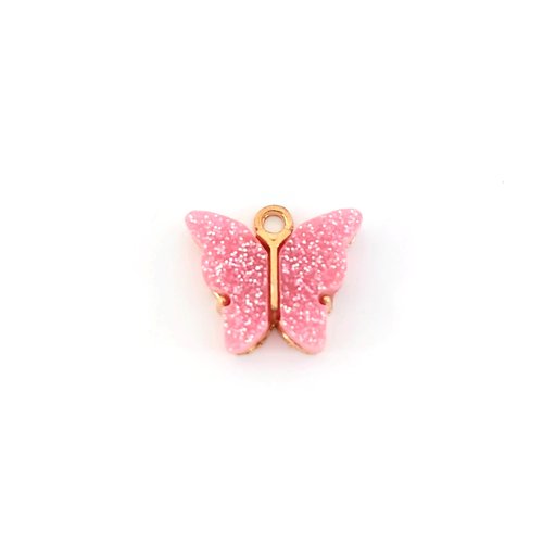 Breloque papillon rose 14x16mm ros14-9