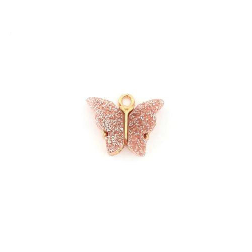 Breloque papillon rose 14x16mm ros15-4