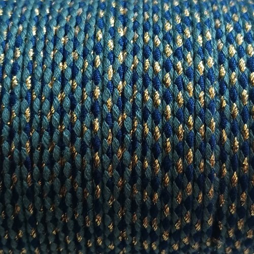 Cordon en coton tressé kaki et fils dorés 1,5 mm x1 mètre mac-2