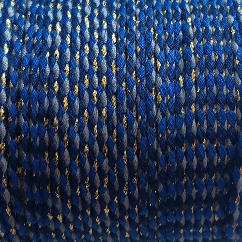 Cordon en coton tressé bleu et fils dorés 1,5 mm x1 mètre mac-3