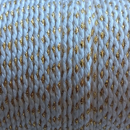Cordon en coton tressé blanc et fils dorés 1,5 mm x1 mètre mac-6