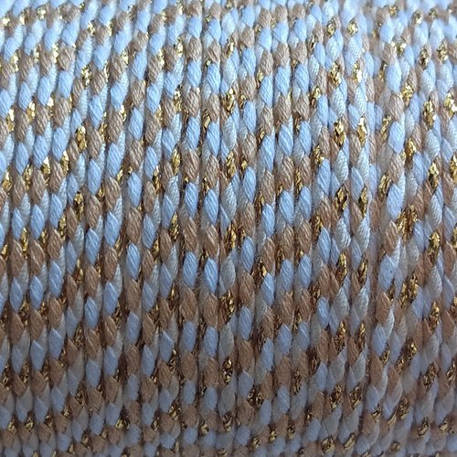 Cordon en coton tressé blanc doré et fils dorés 1,5 mm x1 mètre mac-7