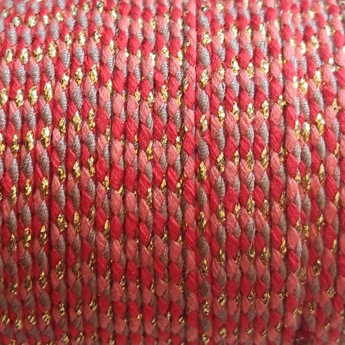 Cordon en coton tressé orange et fils dorés 1,5 mm x1 mètre mac-9