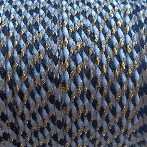 Cordon en coton tressé noir, blanc et fils dorés 1,5 mm x1 mètre mac-24
