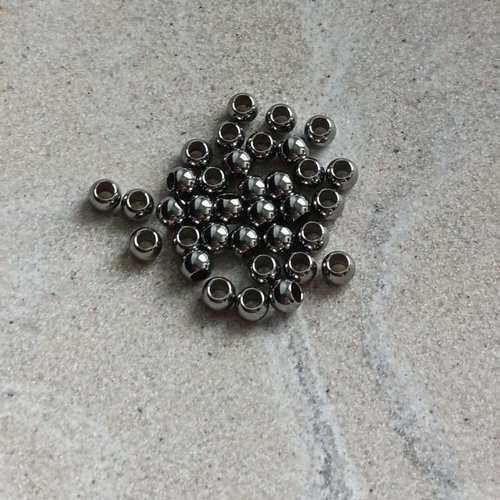 Perles rondelles argentées 4x3mm acier inoxydable x10 par1-5