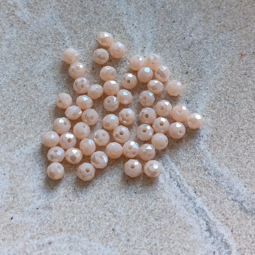 Perles rondelles à facettes beiges 4x3mm x50 pblc5-21