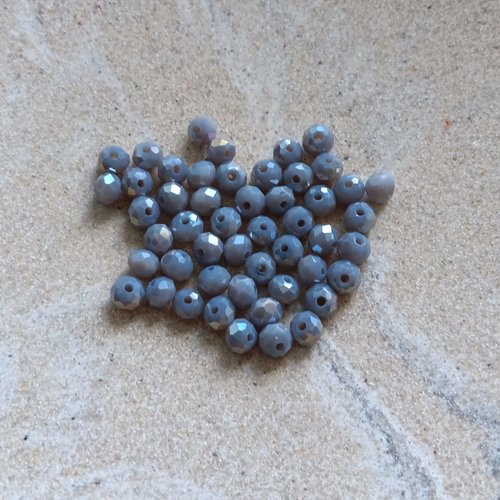 Perles rondelles à facettes grises 4x3mm x50 pgr4-14