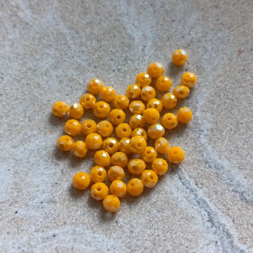 Perles rondelles à facettes jaunes 4x3mm x50 pja1-17