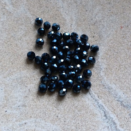 Perles rondelles à facettes noires 4x3mm x50 pno3-12