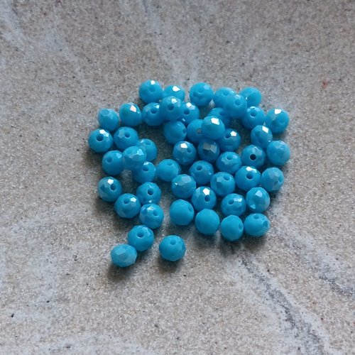 Perles rondelles à facettes bleu turquoise 4x3mm x50 ptu1-2