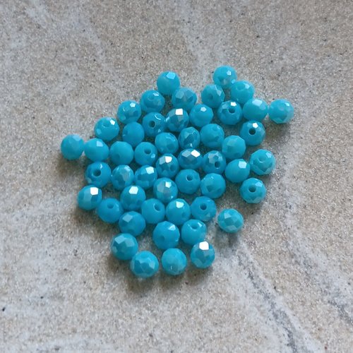Perles rondelles à facettes bleu turquoise 4x3mm x50 ptu2-24