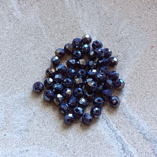 Perles rondelles à facettes violettes 4x3mm x50 pvi1-13