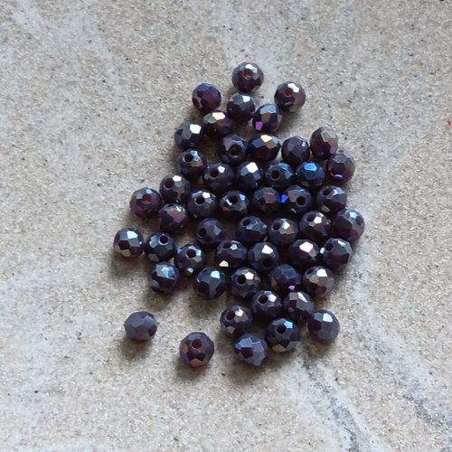 Perles rondelles à facettes violettes 4x3mm x50 pvi1-21