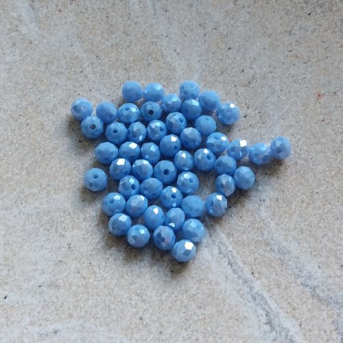 Perles rondelles à facettes bleu ciel 4x3mm x50 pble6-14