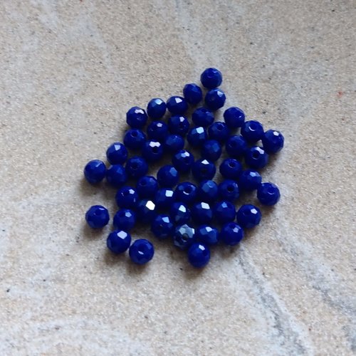 Perles rondelles à facettes bleu marine 4x3mm x50 pble6-15