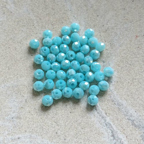Perles rondelles à facettes bleu turquoise 4x3mm x50 pble7-1