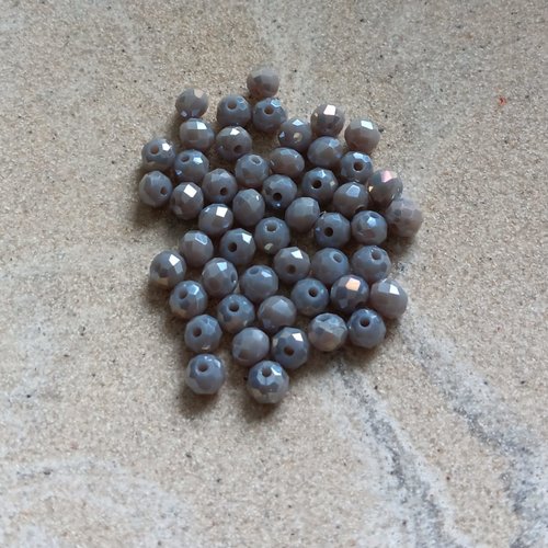 Perles rondelles à facettes grises 4x3mm x50 pgr3-1