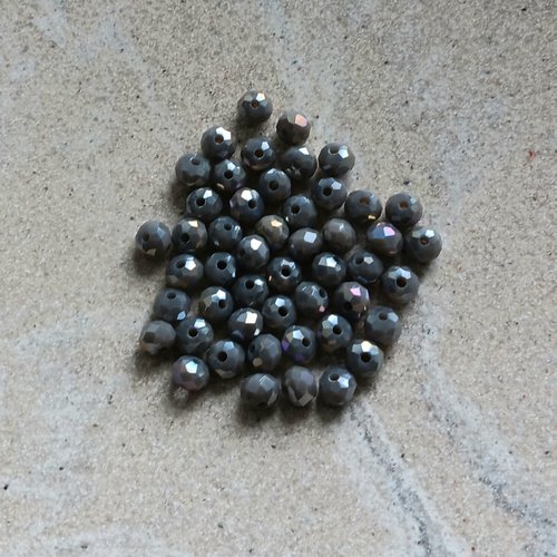 Perles rondelles à facettes grises 4x3mm x50 pgr4-15