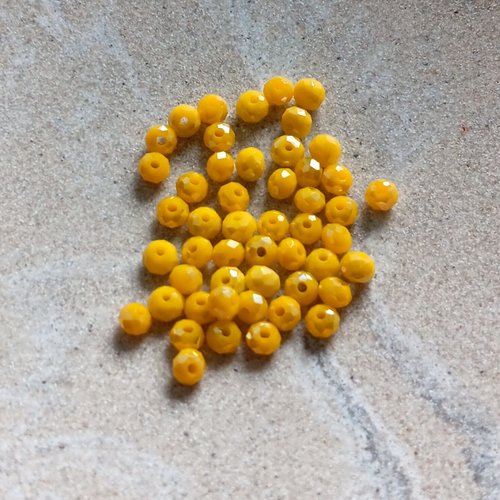 Perles rondelles à facettes jaunes 4x3mm x50 pja3-21