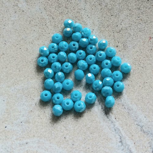 Perles rondelles à facettes bleu turquoise 4x3mm x50 ptu5-13