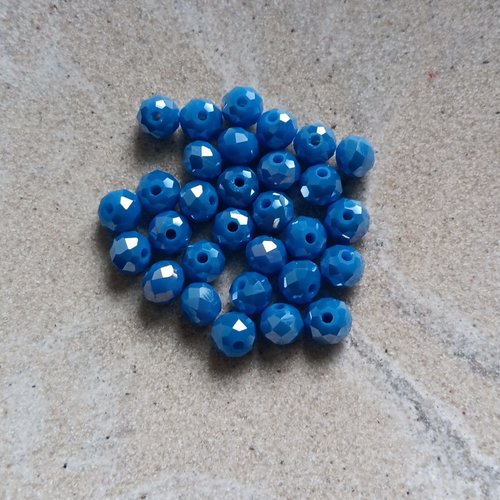 Perles rondelles à facettes bleues 6x4mm x30 pble9-9
