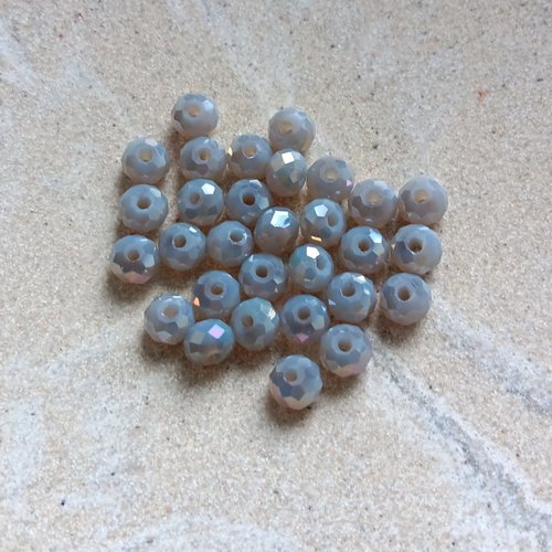 Perles rondelles à facettes grises 6x4mm x30 pgr1-9