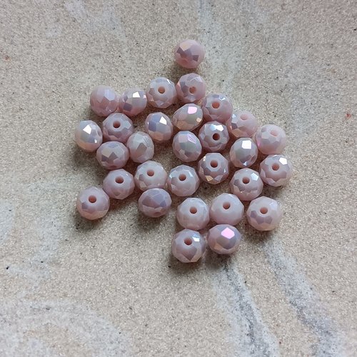 Perles rondelles à facettes rose violine 6x4mm x30 pvi2-4