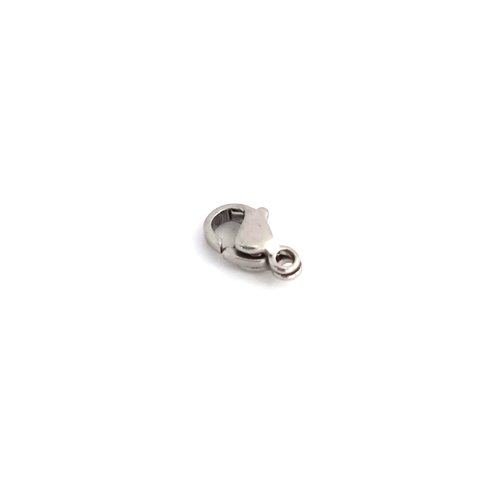 Fermoir mousqueton argenté acier inoxydable 9x6mm apf-4
