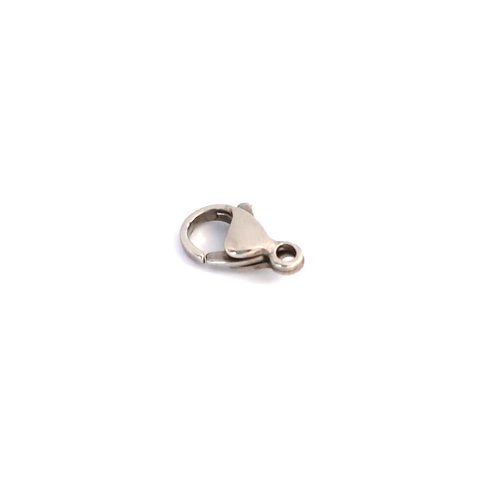 Fermoir mousqueton argenté acier inoxydable 13x8mm apf-15