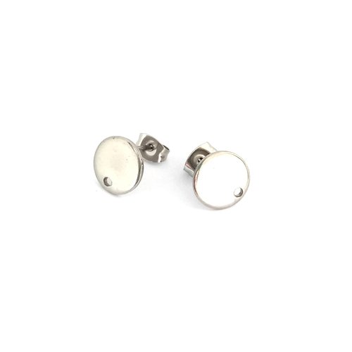 Clous d'oreilles ronds en acier inoxydable argenté 10mm sbopu-101