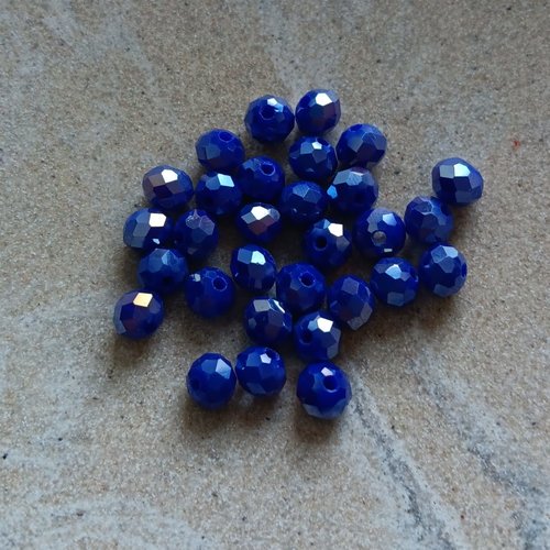 Perles rondelles à facettes bleues 6x5mm x30 pble8-13
