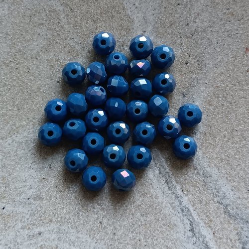 Perles rondelles à facettes bleues 6x5mm x30 pble9-24