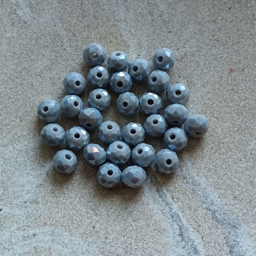 Perles rondelles à facettes grises 6x5mm x30 pgr1-12