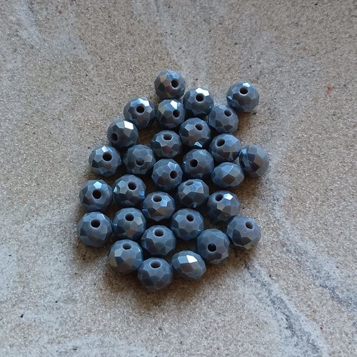 Perles rondelles à facettes grises 6x5mm x30 pgr1-15