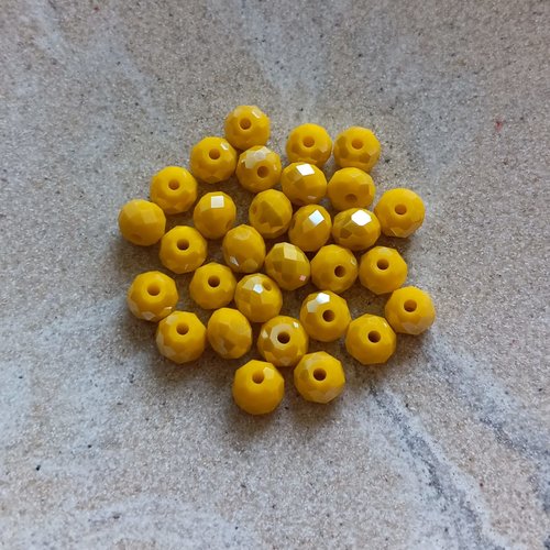Perles rondelles à facettes jaunes 6x5mm x30 pja1-14