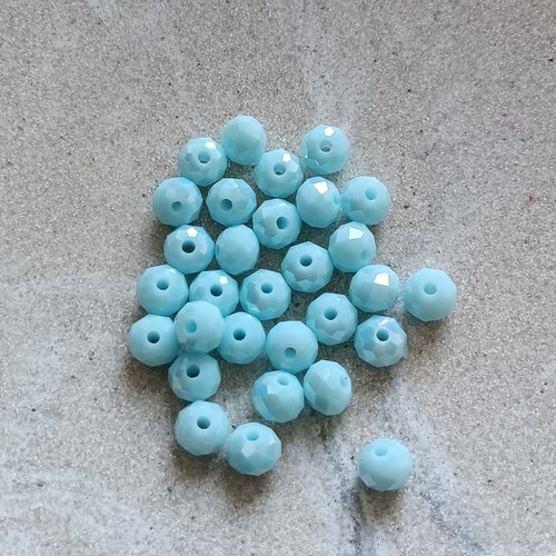 Perles rondelles à facettes bleu aqua 6x5mm x30 ptu2-20