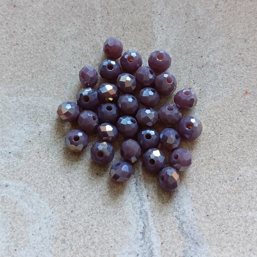 Perles rondelles à facettes violettes 6x5mm x30 pvi2-10