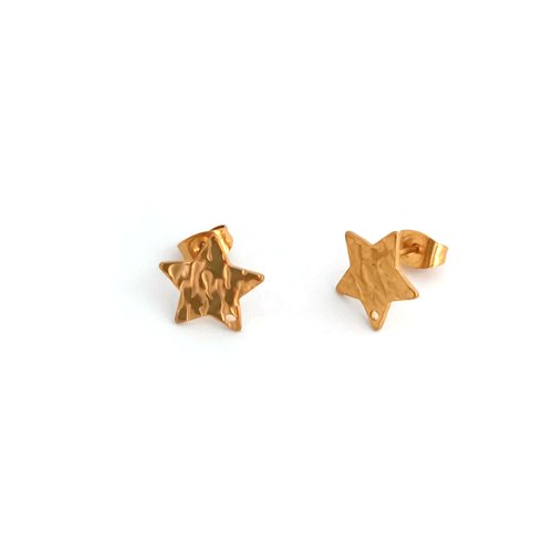 Clous d'oreilles étoile texturée en acier inoxydable 12x9mm sbopu-61