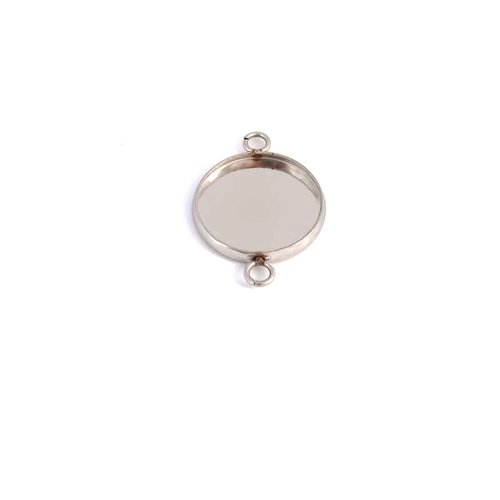 Intercalaire support cabochon rond 14mm argenté en acier inoxydable sca-31