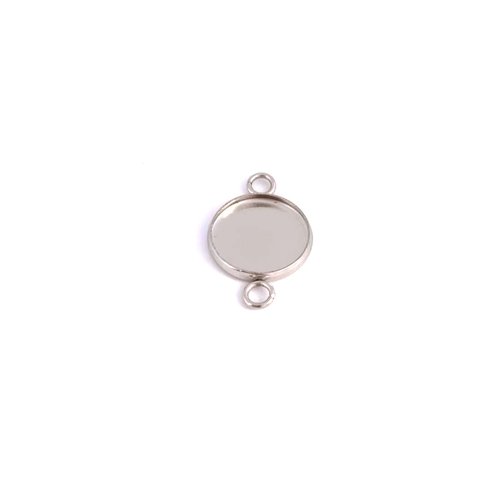 Intercalaire support cabochon rond 12mm argenté en acier inoxydable sca-33