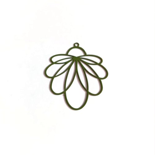 Estampe filigrane feuille kaki 30x30mm geve-105