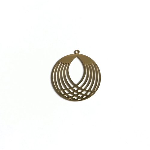 Estampe filigrane ronde dorée 27x25mm do9-9